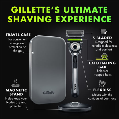 GilletteLabs with Exfoliating Bar Razor (1 Handle + 3 Cartridges + 1 Travel Case)
